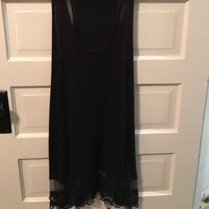 Black racer back tunic slip with lace bottom, XL.